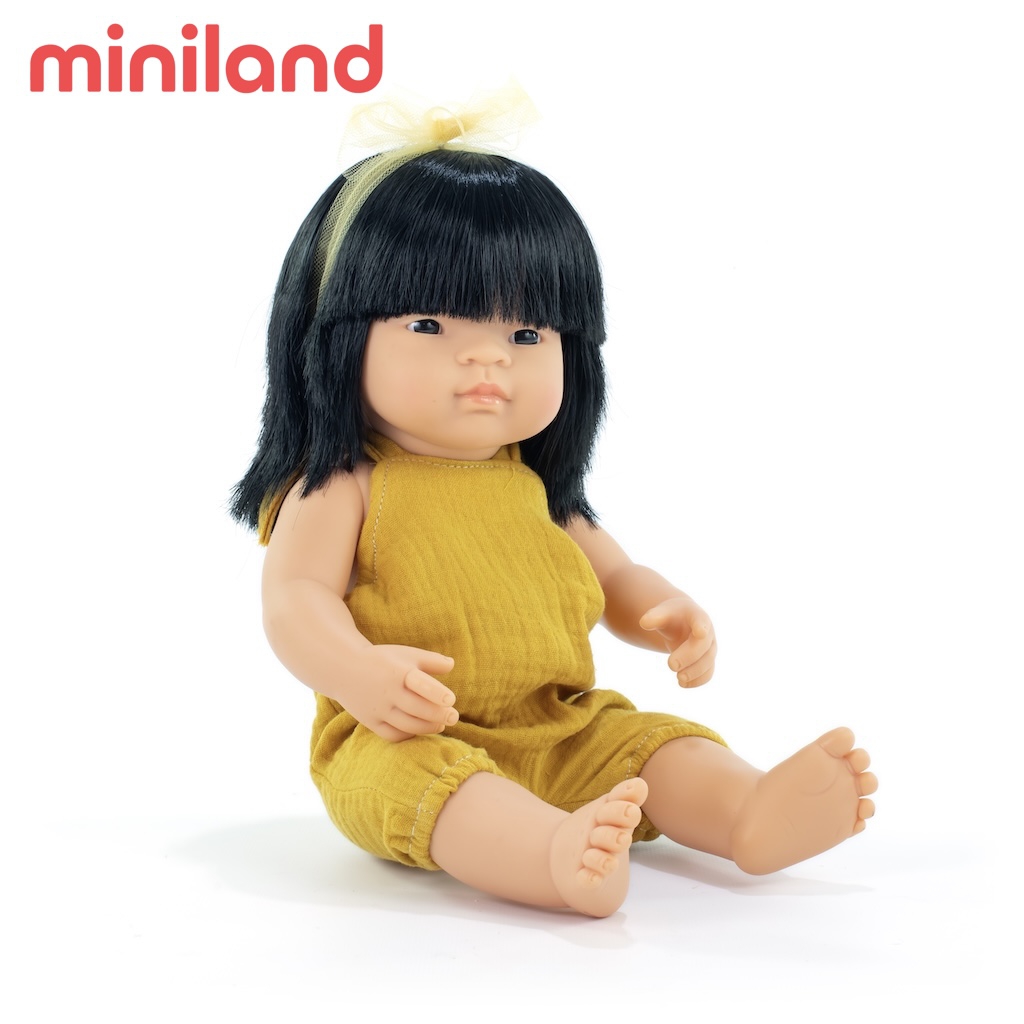 ML000361 - 【西班牙miniland】MF&M小米藍亞洲娃娃-黑髮（女孩38公分）