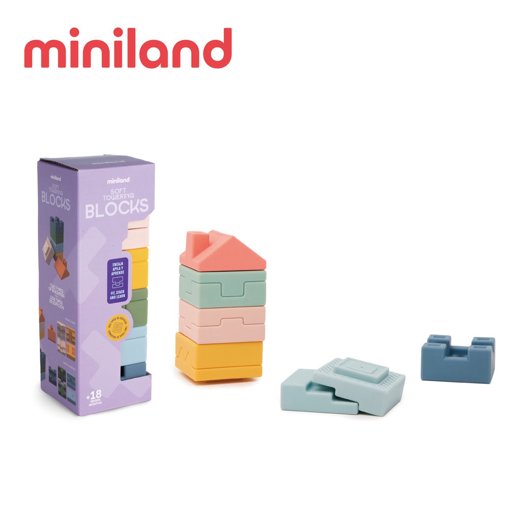 ML000390 - 【西班牙miniland】軟積木感官疊疊塔~NEW
