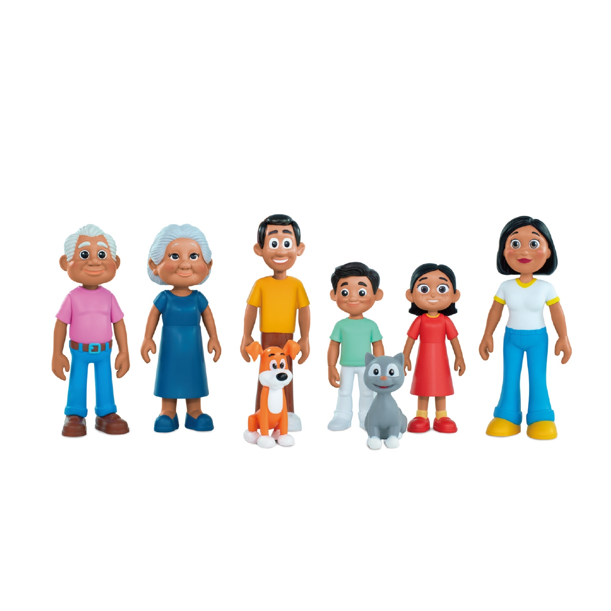 【西班牙miniland】社會關係學習人偶8入組-棕色膚色_TAN-SKINNED FAMILY_ML000407